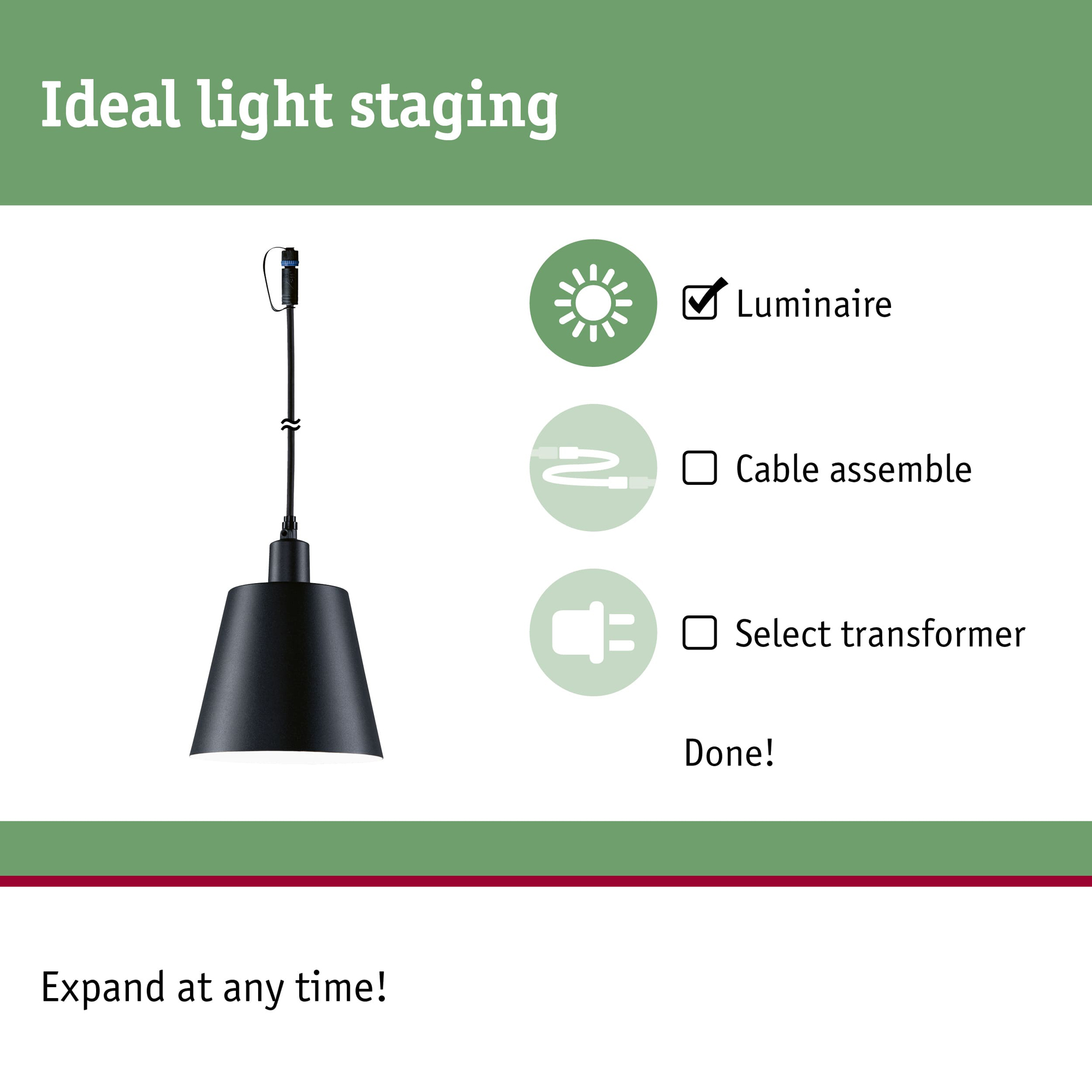 Pendellampa Paulmann Kofia Plug & Shine IP44 24V