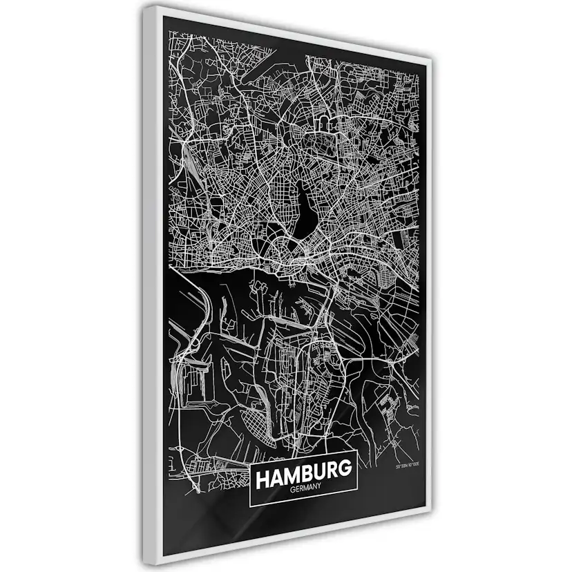 Poster Artgeist Affisch Dark Map of Hamburg