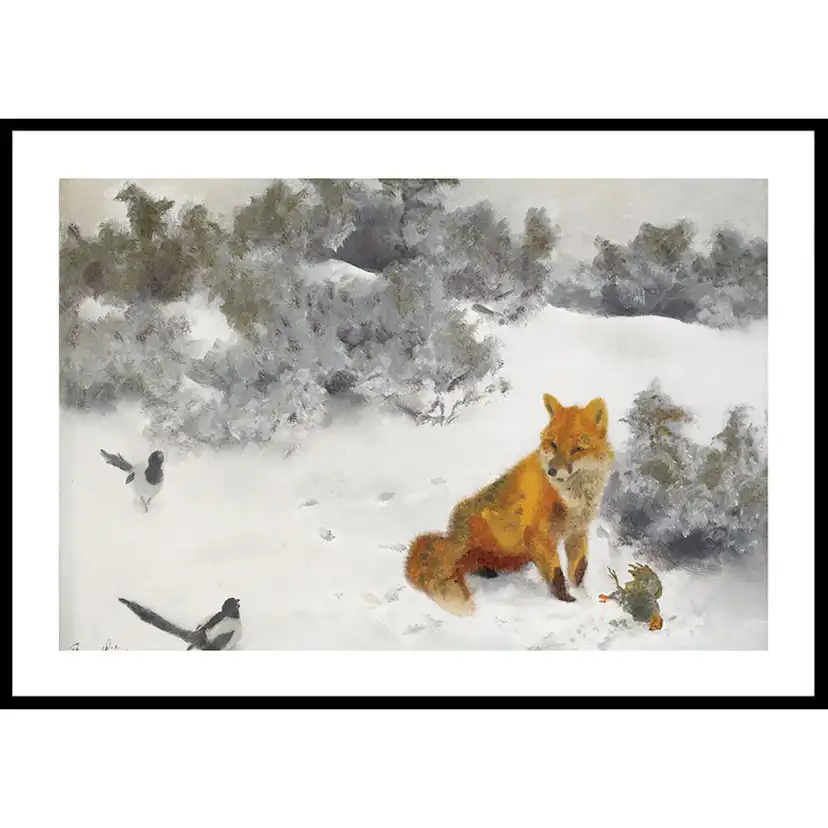 Poster Gallerix Räv i Vinterlandskap By Bruno Liljefors No2