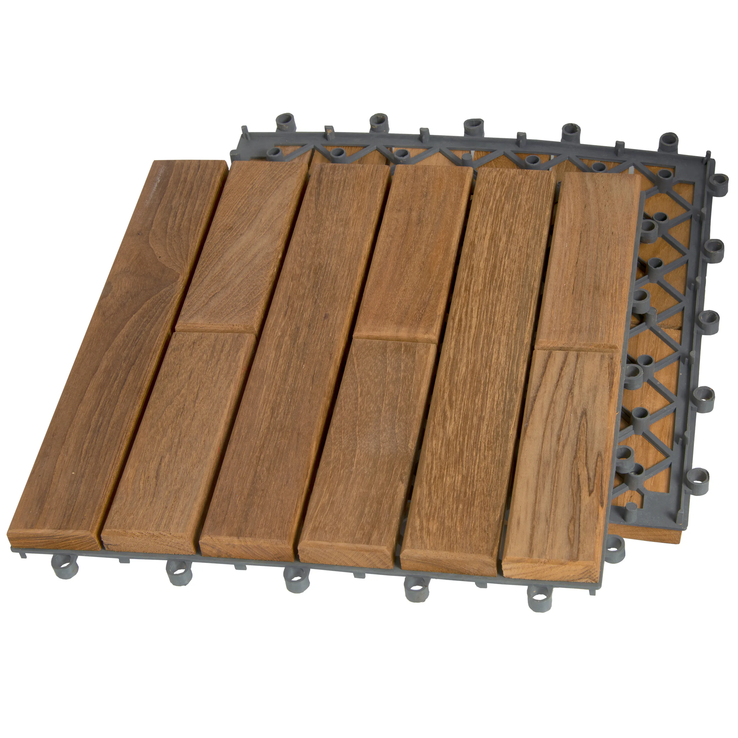 Trall Teak Deltaplattan Strand Stainless 30x30 Typ K Vänster