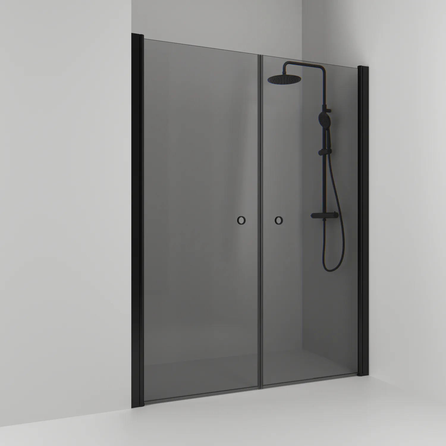 Dnisch Rak Skoga HG Sv/Rö 158 B: 1580 mm, H: 1980 mm, Profil: Svart matt, Rökglas