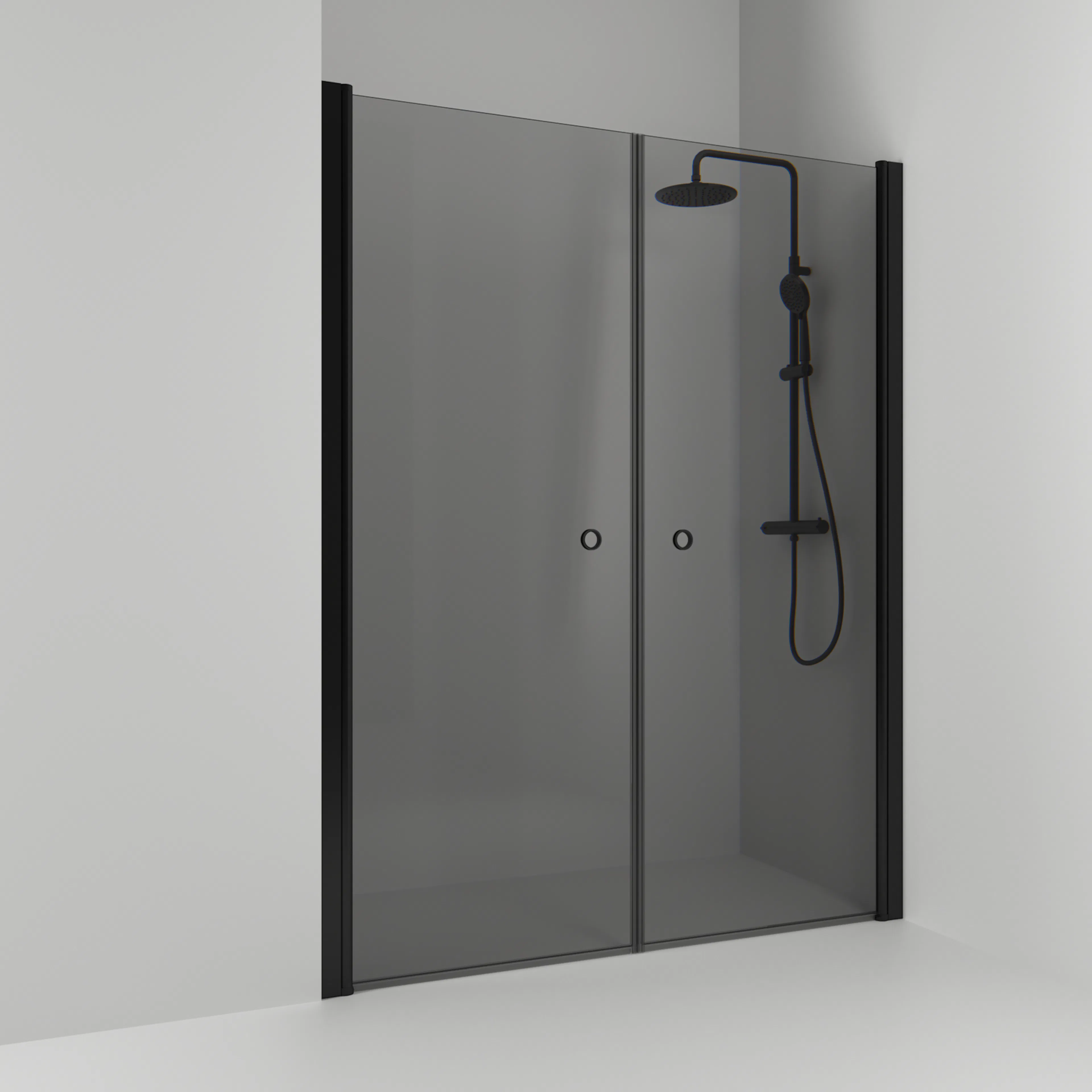 Dnisch Rak Skoga HG Sv/Rö 158 B: 1580 mm, H: 1980 mm, Profil: Svart matt, Rökglas