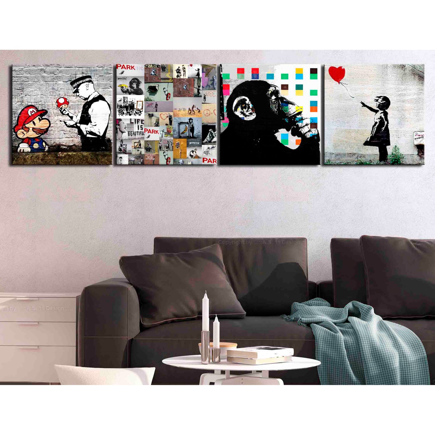 Tavla Arkiio Banksy Collage 4 delar