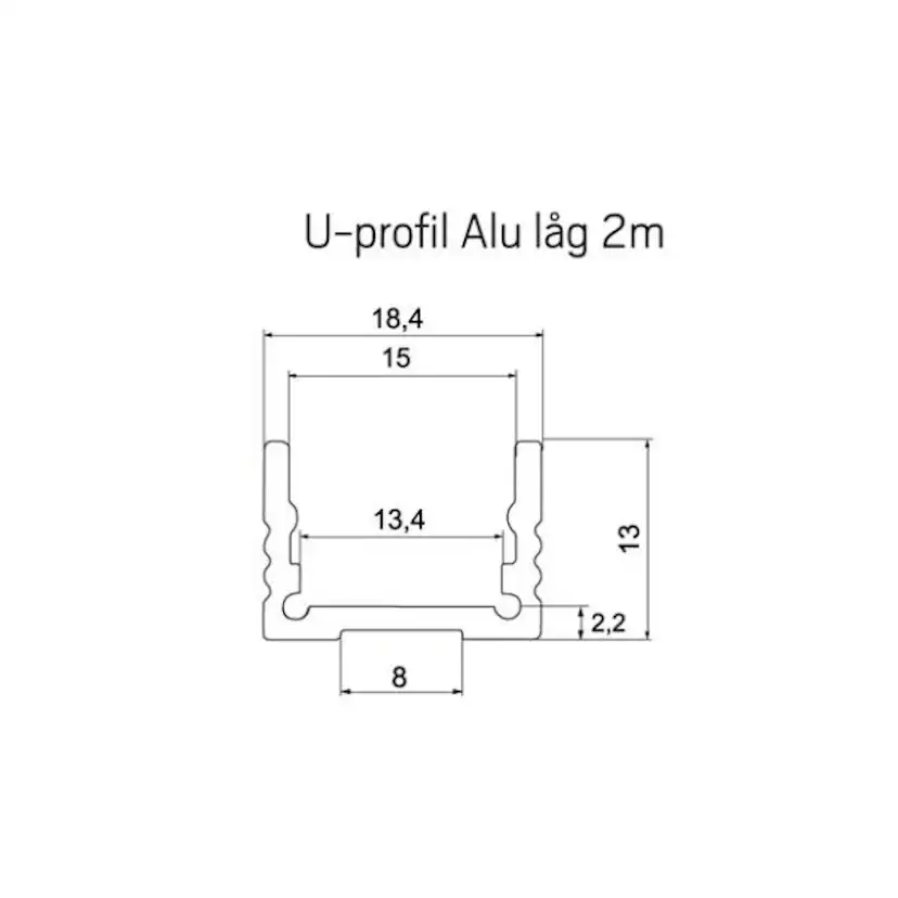 U-profil Hide-a-lite Låg 2m Alu