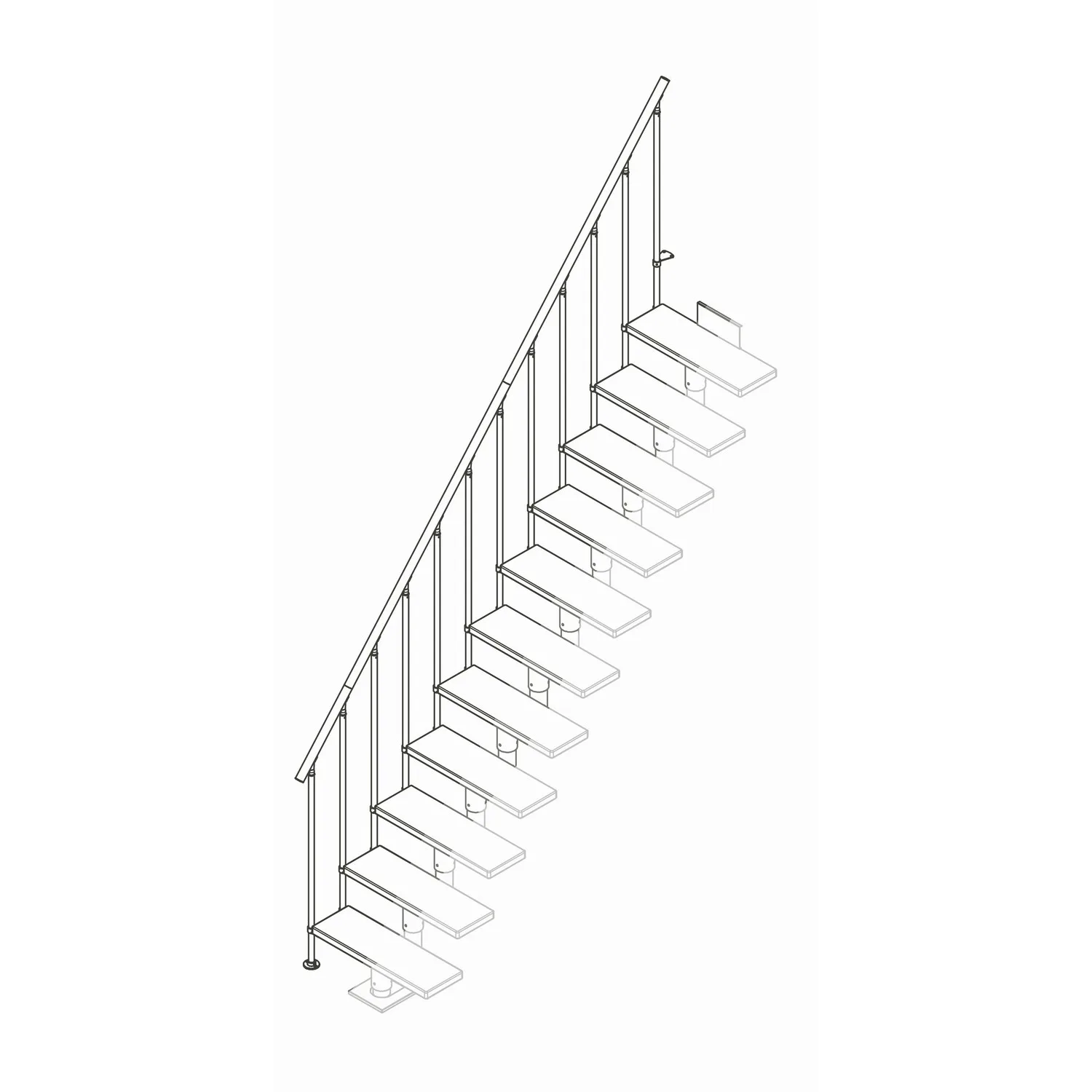 CLASSIC II komplett extra räcke ek v-oljad antracit 14T Antracit, Passar till 14 Steg