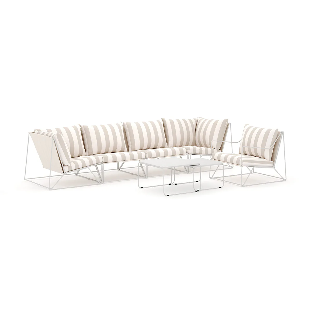 Loungesoffa Comfort Garden Usteryd utomhus rak 5-sits soffa med fåtölj
