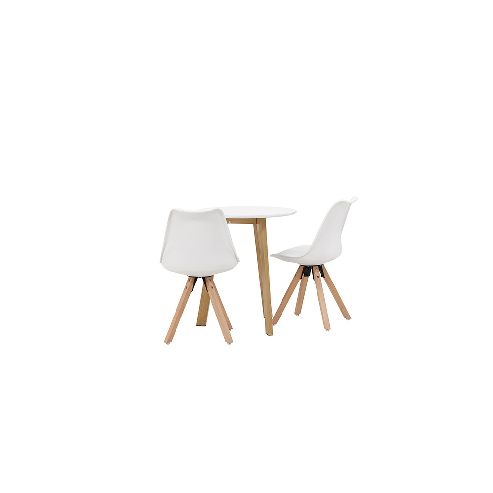 Matgrupp Venture Home Leonora Ø65 cm med 2 st Zeno stolar Vit