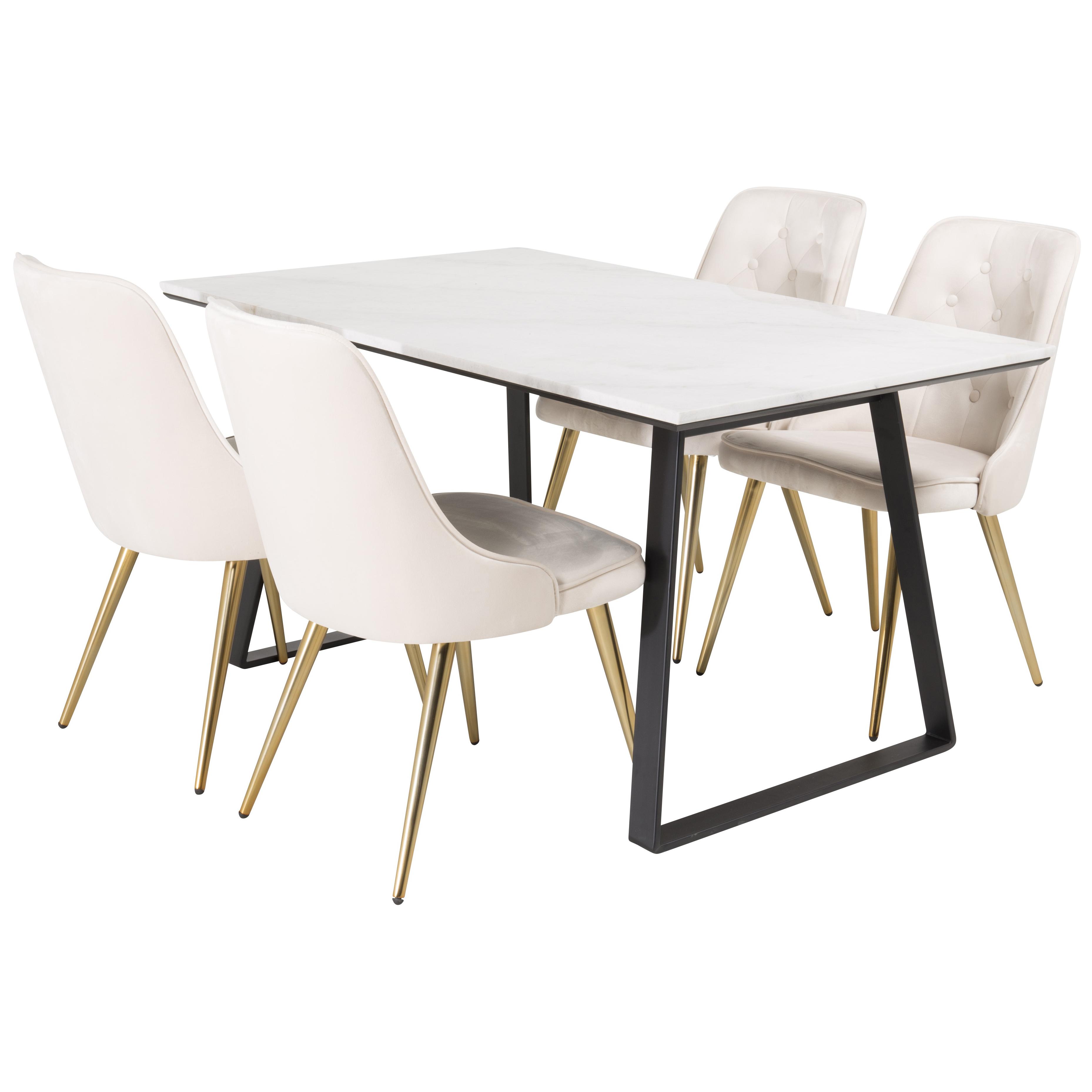 Matgrupp Venture Home Estelle 140 med 4 Vera Stolar Sammet