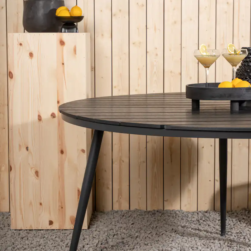 Break - Dining Table Round- Black / Black - Alu / Aintwood - Svart