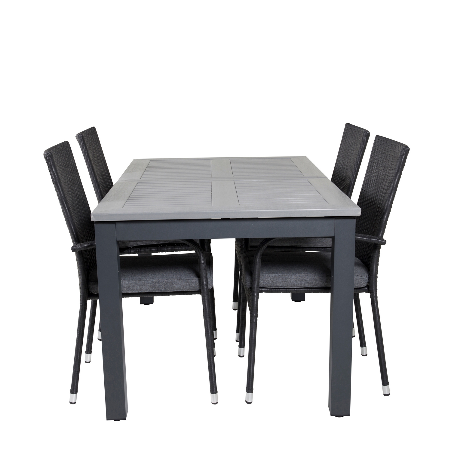 Albany Dining Table 160/240*100 - Svart Alu / Grey Aintwood+ Svart/Grå