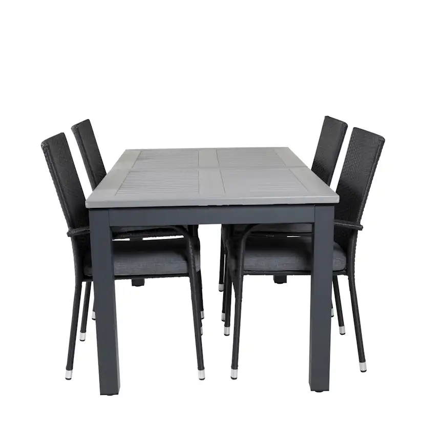 Albany Dining Table 160/240*100 - Svart Alu / Grey Aintwood+ Svart/Grå