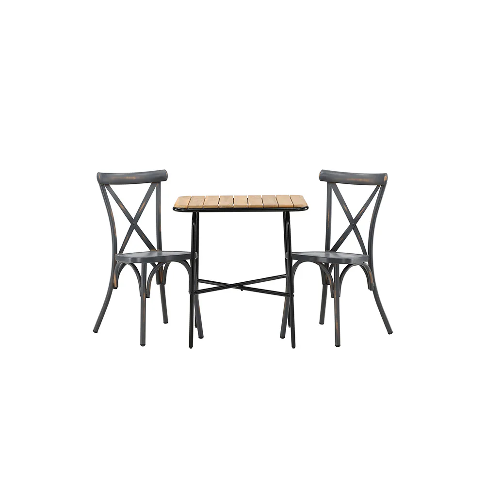 Cafégrupp Venture Home Holmbeck Bord med 2 Tablas Trädgårdsstolar Utomhus