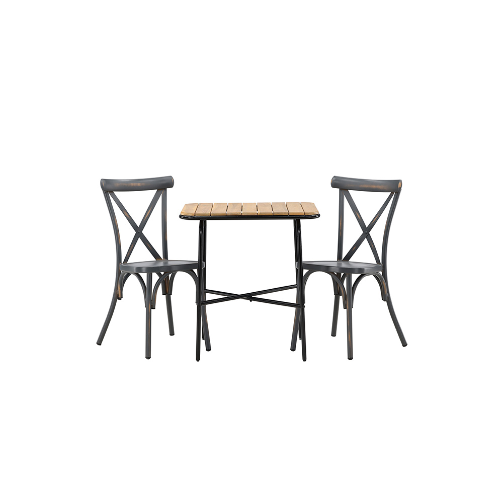 Cafégrupp Venture Home Holmbeck Bord med 2 Tablas Trädgårdsstolar Utomhus