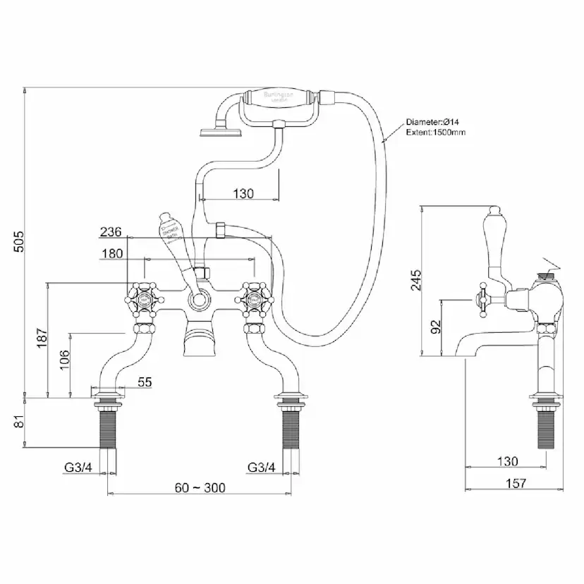 Badkarsblandare Burlington CL15 Birkenhead