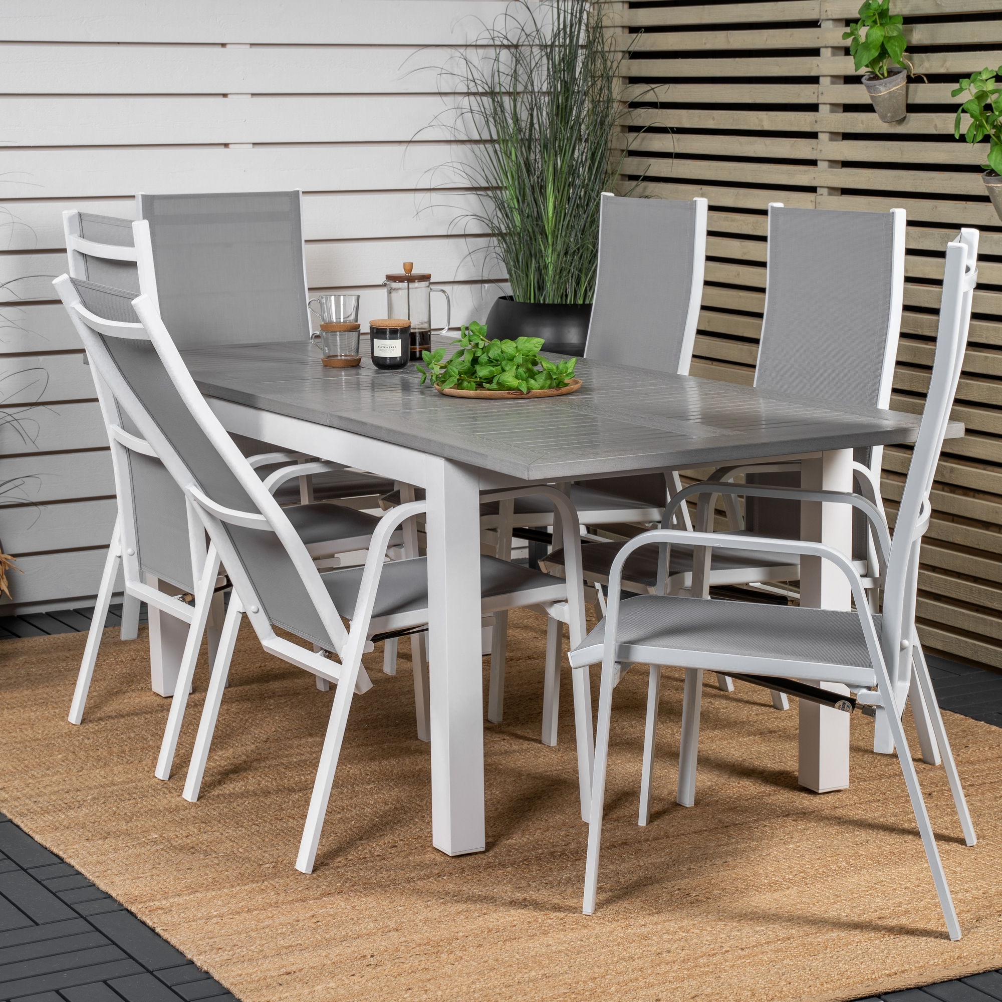Matgrupp Venture Home Aleyna 152/210 med 6 Copacabana Stolar