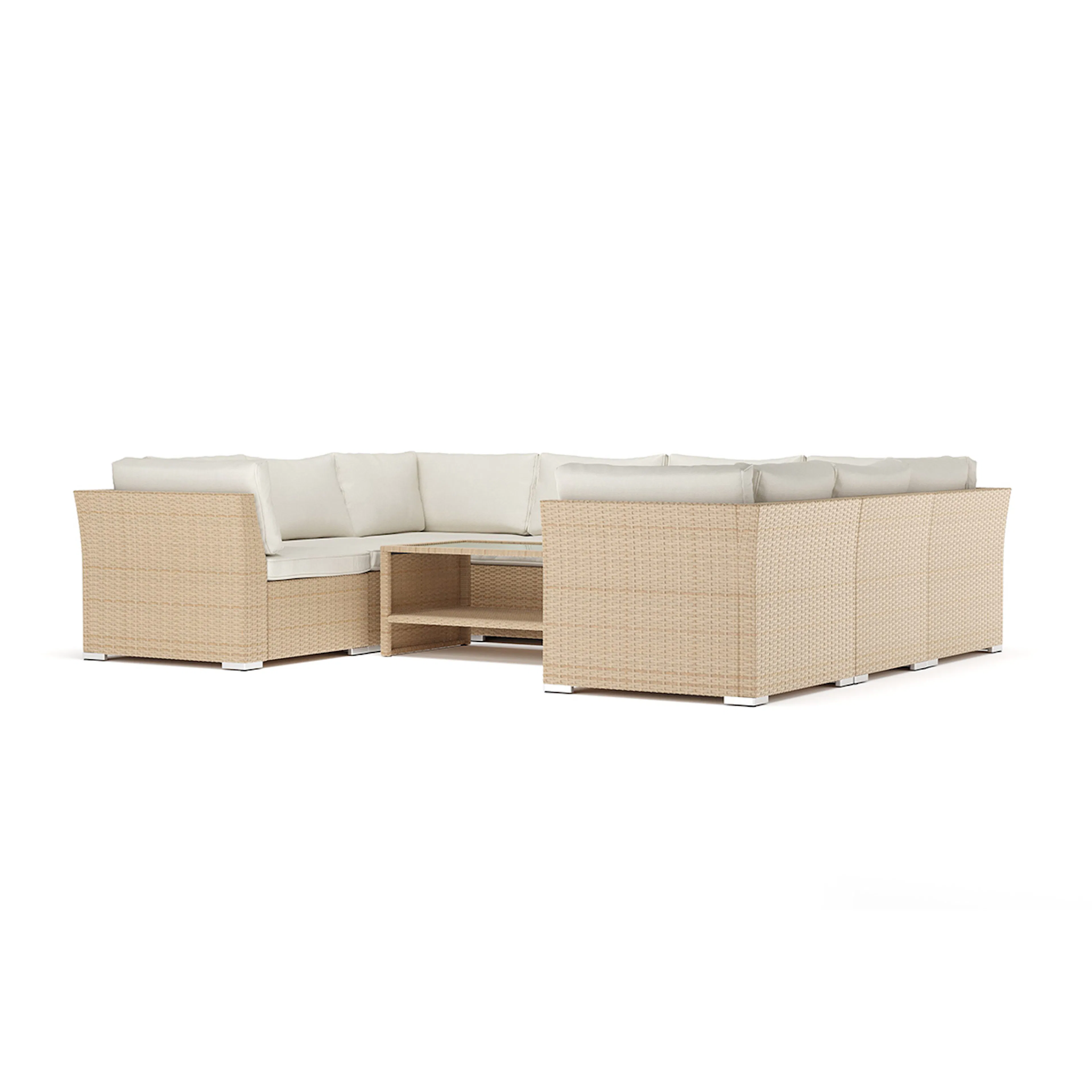 Loungesoffa Comfort Garden Wisconsin utomhus U-soffa 8-sits med stängt avslut