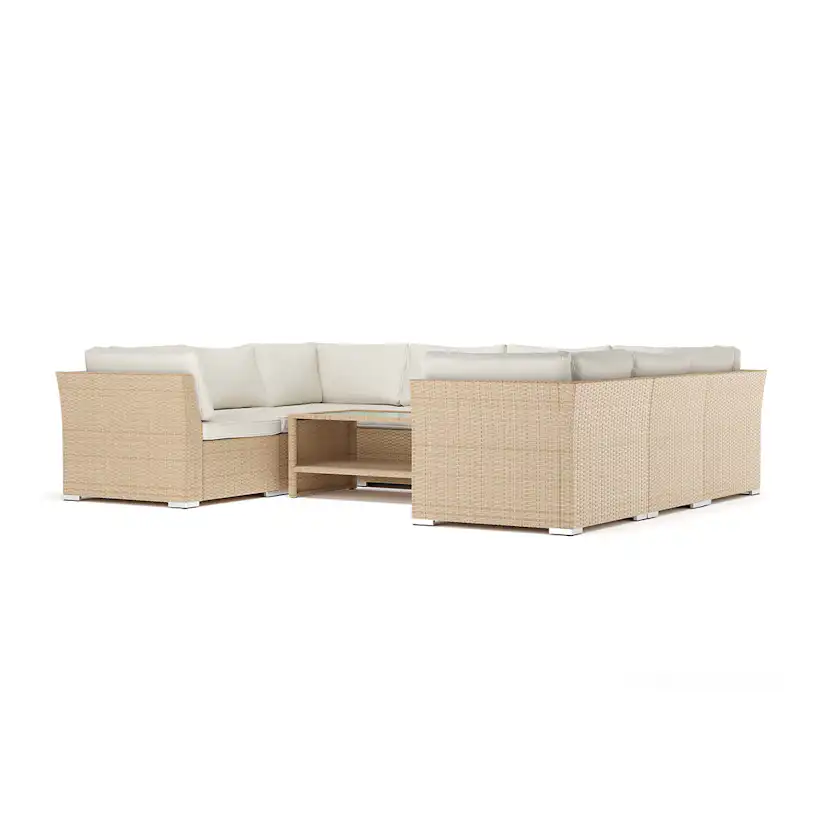Loungesoffa Comfort Garden Wisconsin utomhus U-soffa 8-sits med stängt avslut