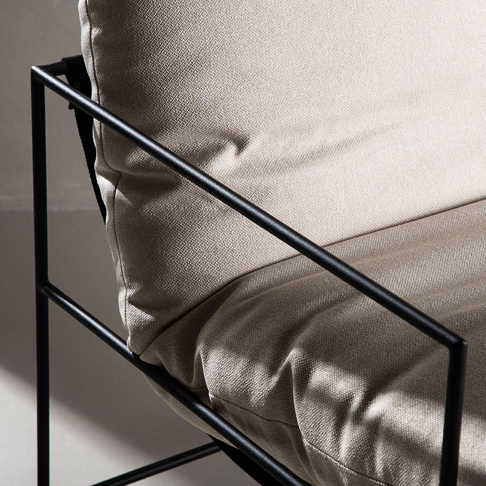 Fåtölj Venture Home Sedalia Beige Linne med Svart Minimalistisk Stålstomme