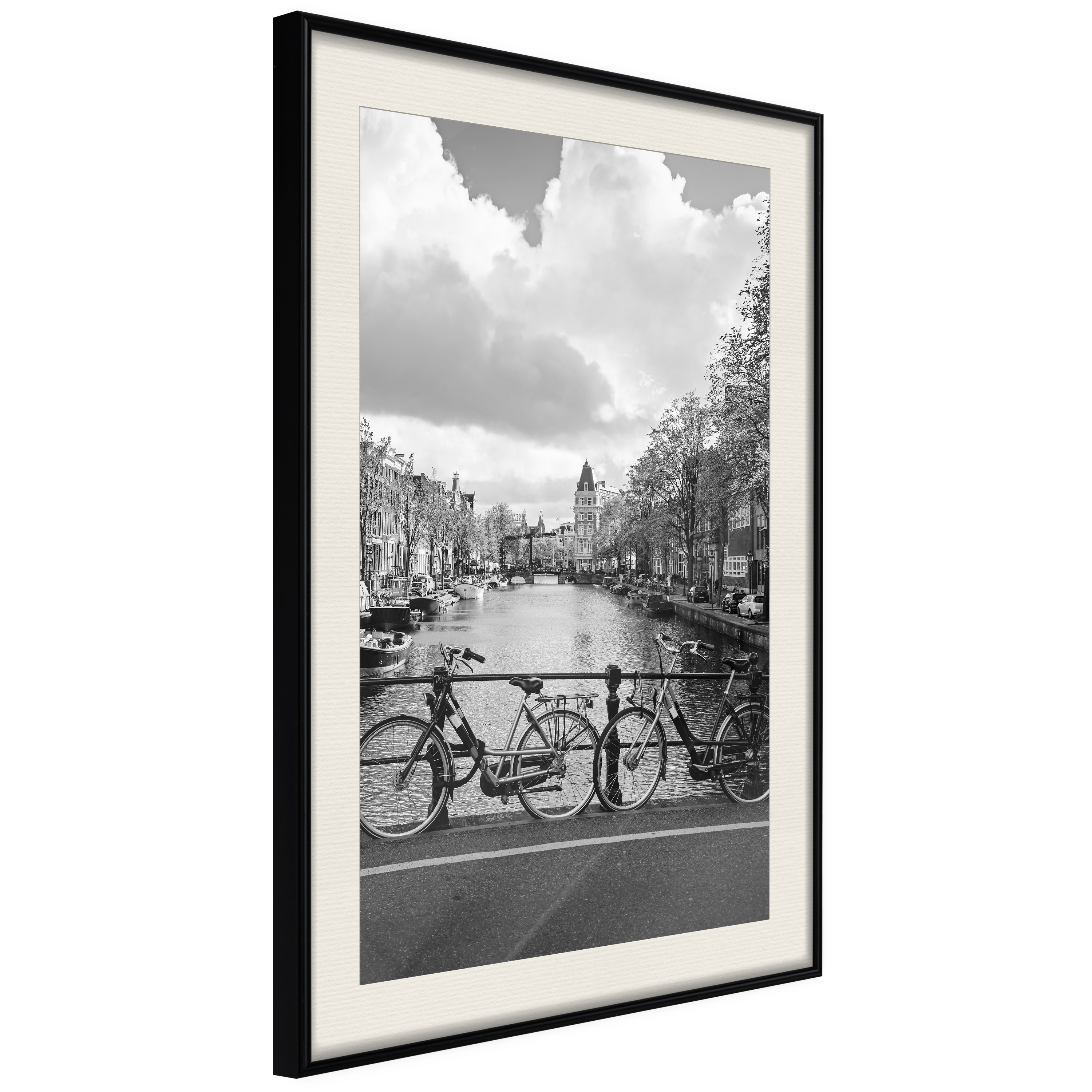 Affisch - Bikes On Bridge [Poster] 30x45 Svart ram med passepartout, 30x45 cm