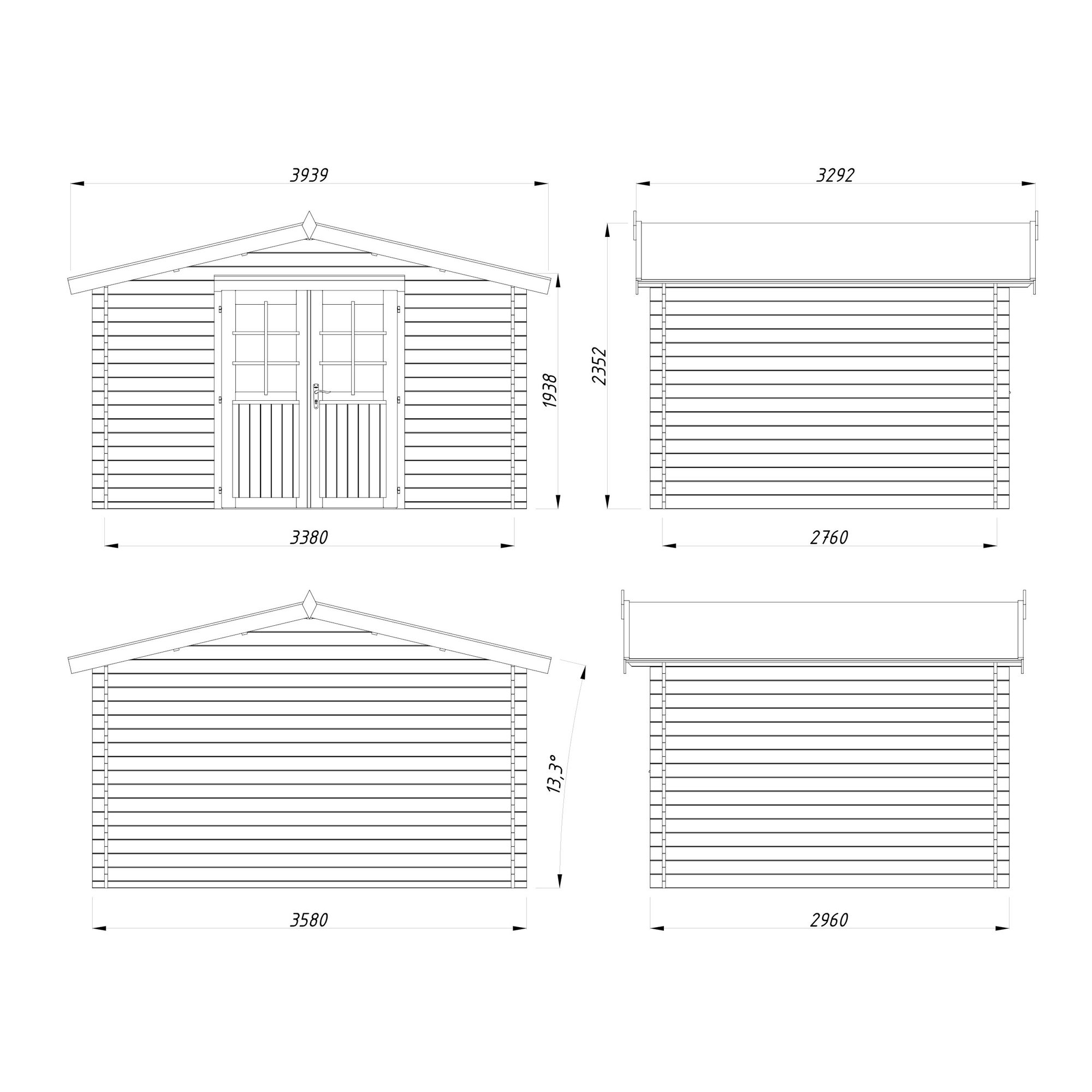 Friggebod Palmako Valentine 9,3 m² Komplett Stuga med Sadeltak