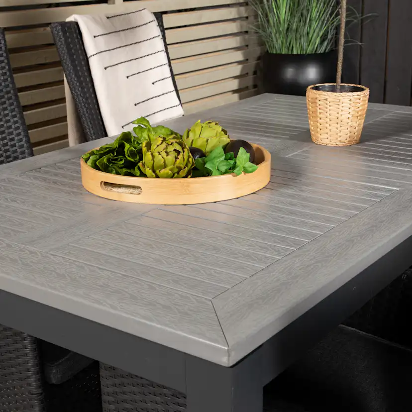 Albany Dining Table 160/240*100 - Svart Alu / Grey Aintwood+ Svart/Grå
