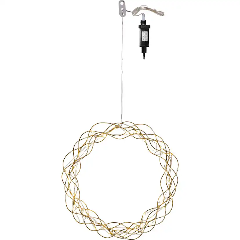 Hängande Dekoration Star Trading Curly Krans med LED 30cm