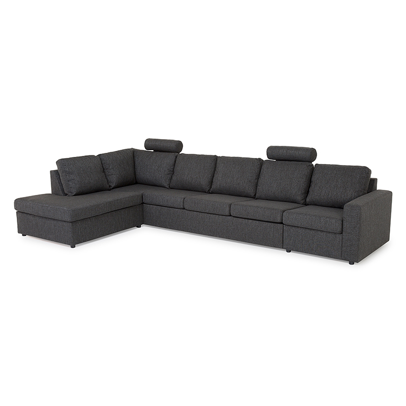 Crazy L-soffa 4-sits Vänster Antracit/Korta Svarta Ben, Vänster