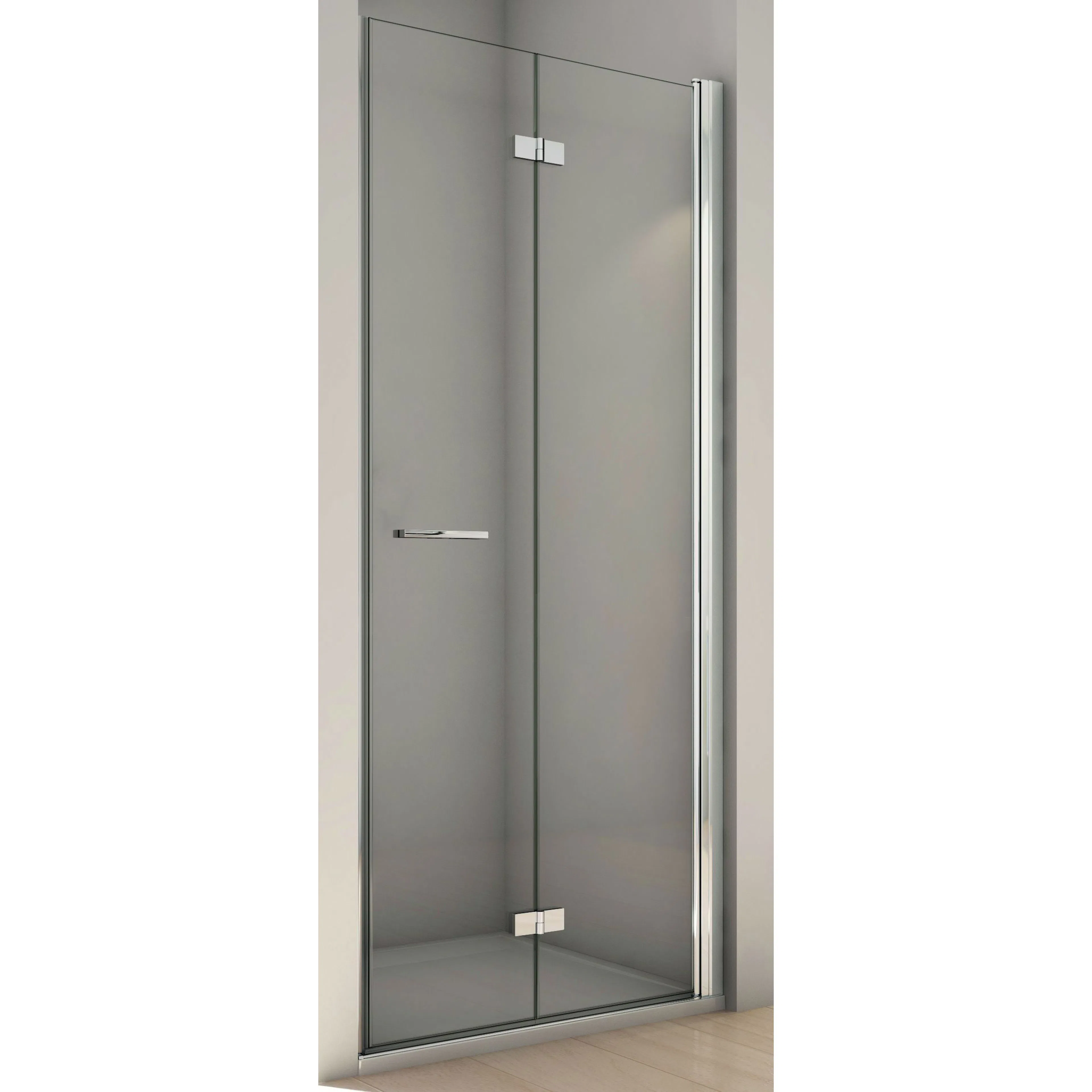 Solino Dusch Vikbar slagdörr 100 Klarglas/Högglans silver Hö B: 1000 mm, Profil: Högglans silver, Hägning: Höger