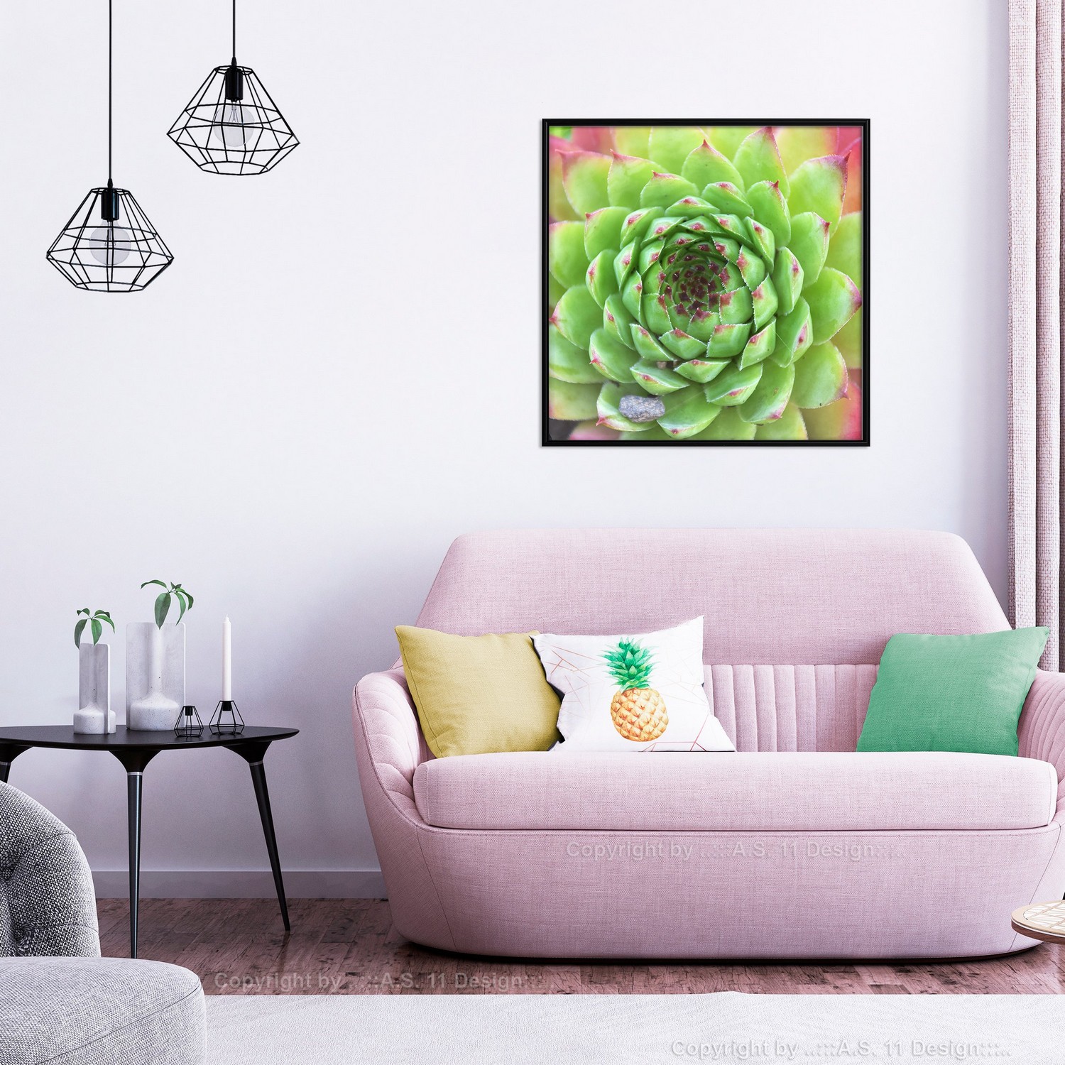 Affisch - Succulent (Square) [Poster] 20x20 Svart ram, 20x20 cm