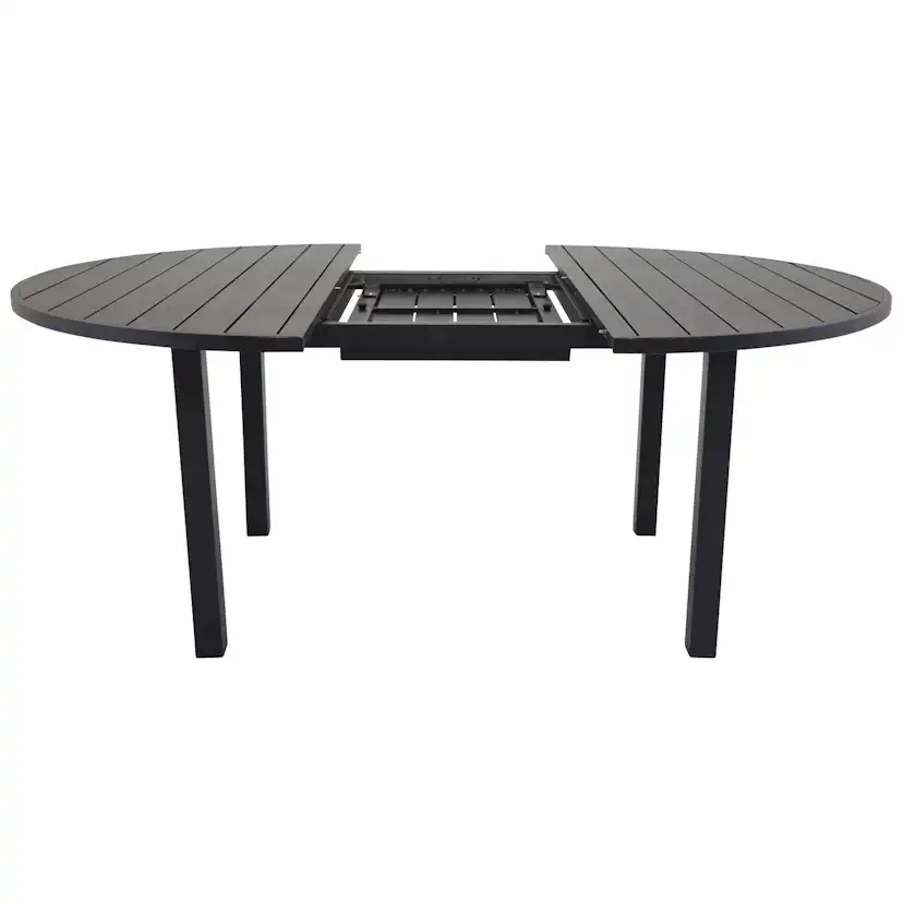 Utebord Venture Home Marbella Förlängningsbart Aluminiumbord, Ovalt Ø 140 cm Svart