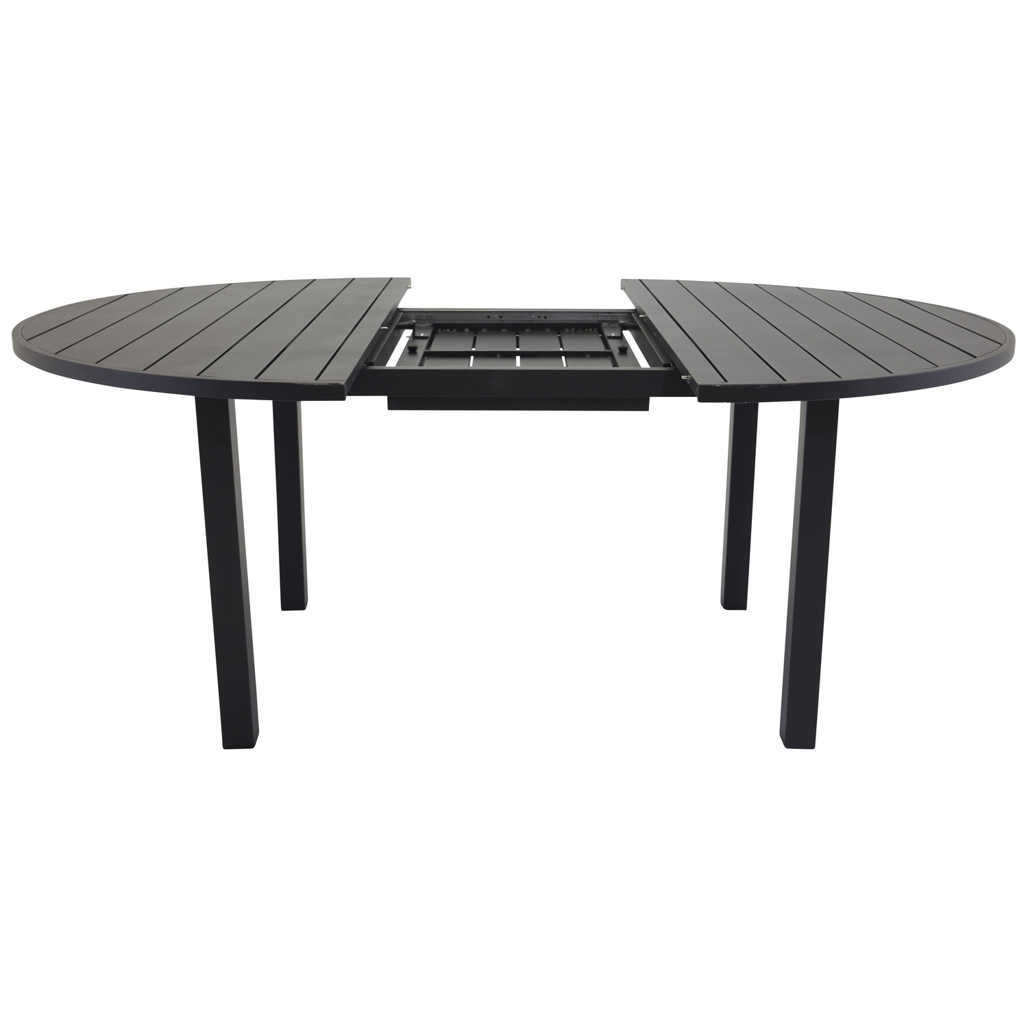 Utebord Venture Home Marbella Förlängningsbart Aluminiumbord, Ovalt Ø 140 cm Svart
