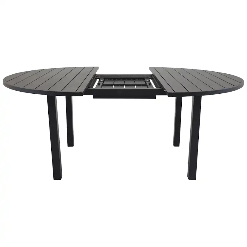 Utebord Venture Home Marbella Förlängningsbart Aluminiumbord, Ovalt Ø 140 cm Svart