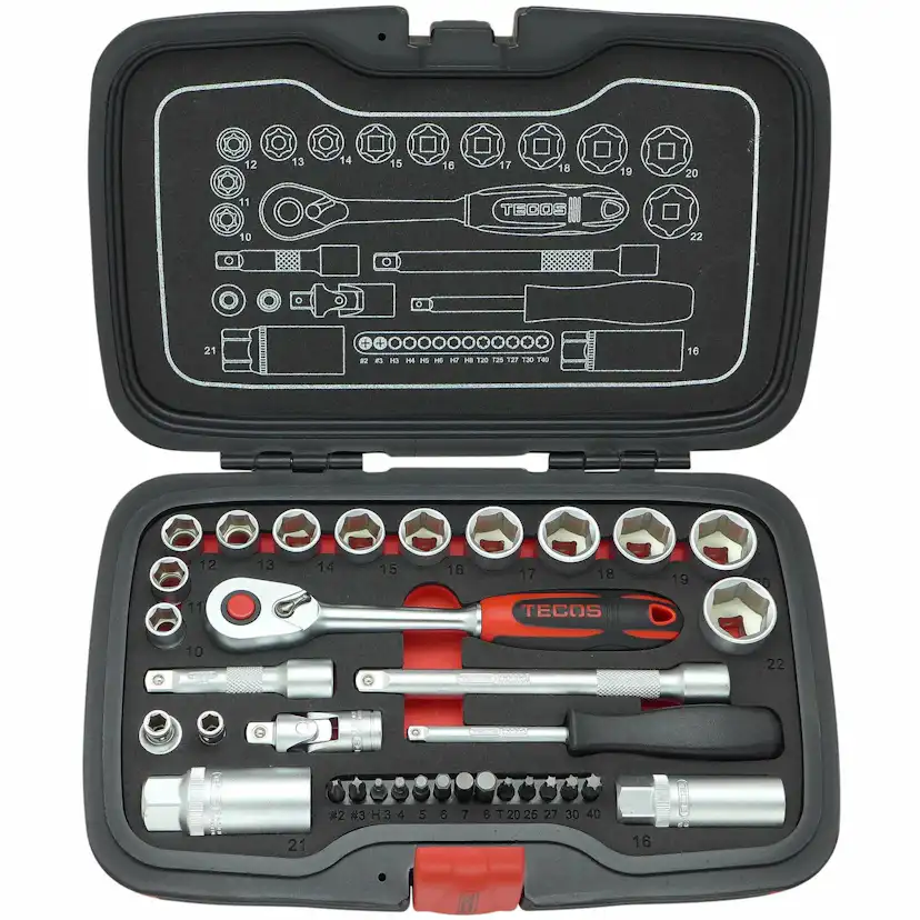 Hylsnyckelset Tecos T-1934 3/8 Tum 34dl