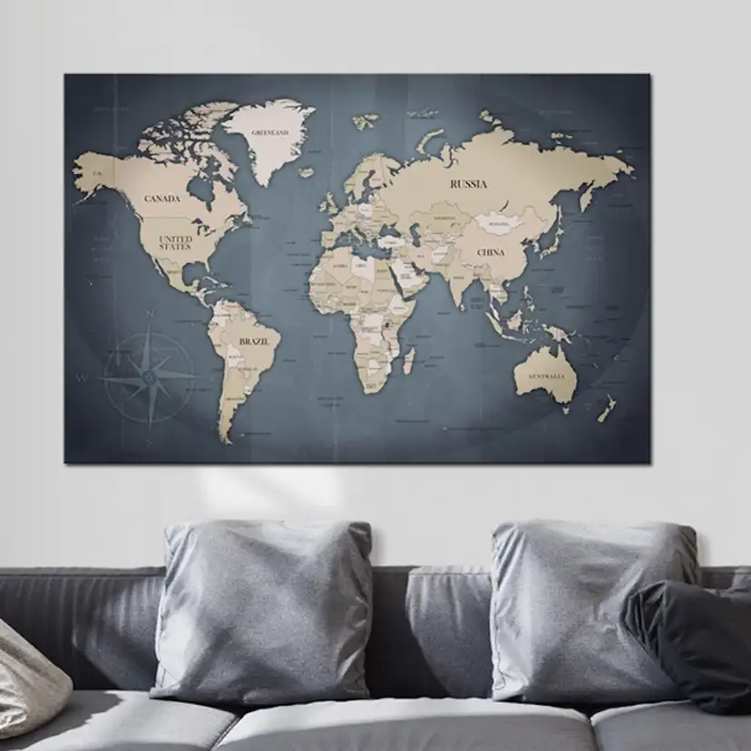 Tavla Arkiio World Map Shades Of Grey