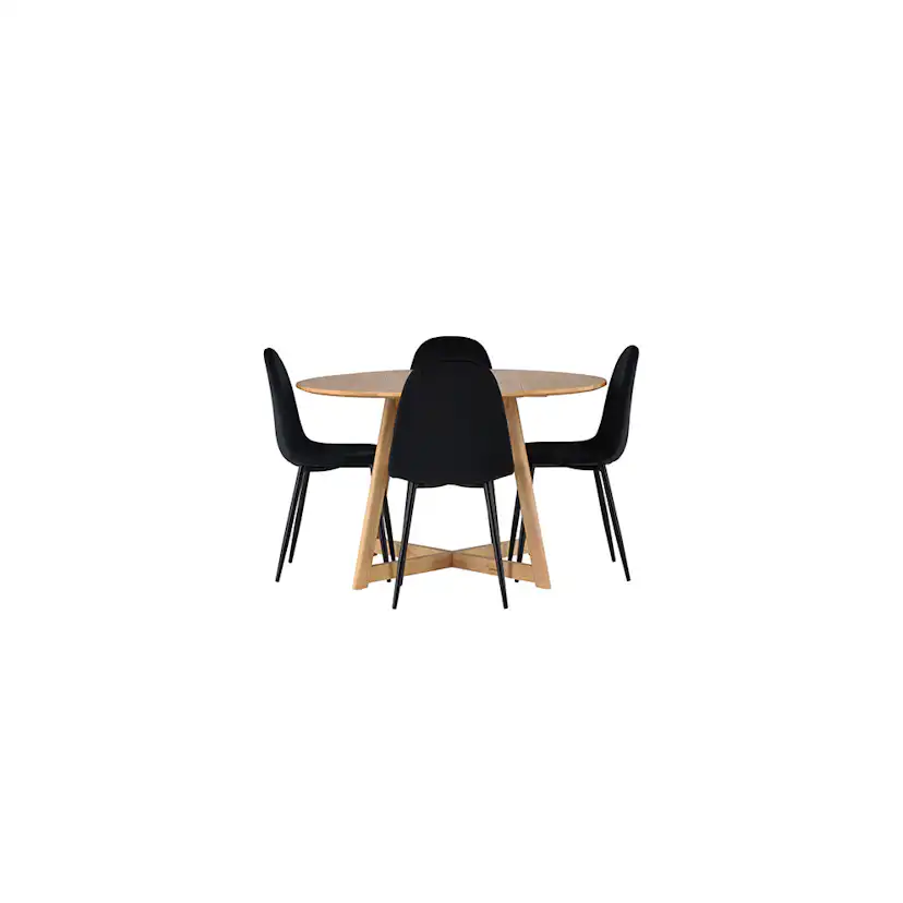Matgrupp Venture Home Yakidon Ø120 cm med 4 st Polar stolar Natur/Svart