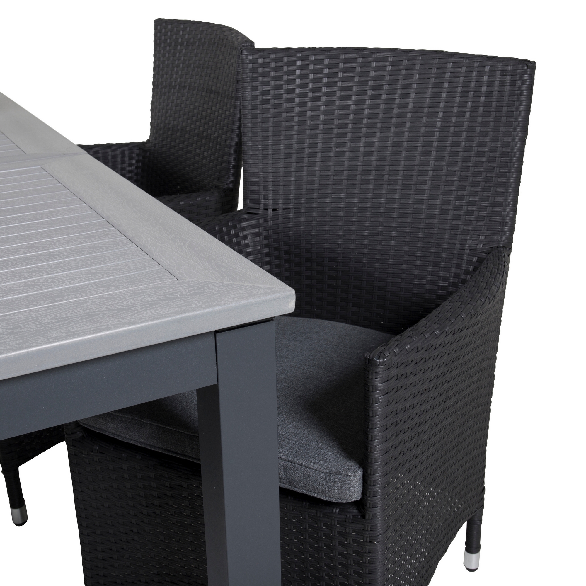 Albany Dining Table 160/240*100 - Svart Alu / Grey Aintwood+ Svart/Grå