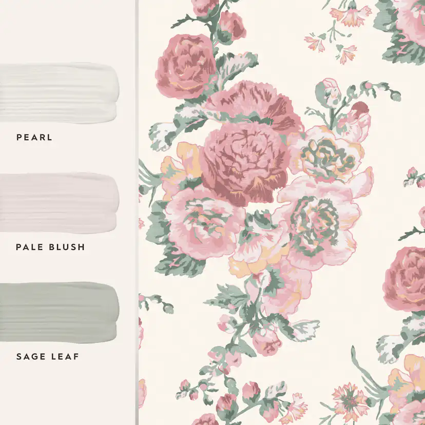 Tapet Laura Ashley Hollyhocks Coral Rosa 118479