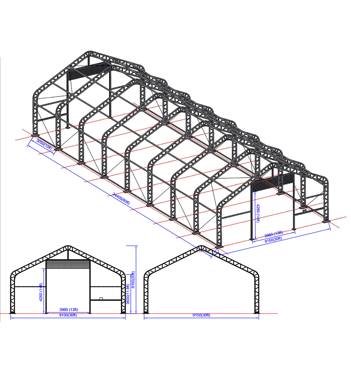Tälthall Ranch Premium 9,15x24,4x6,1 m