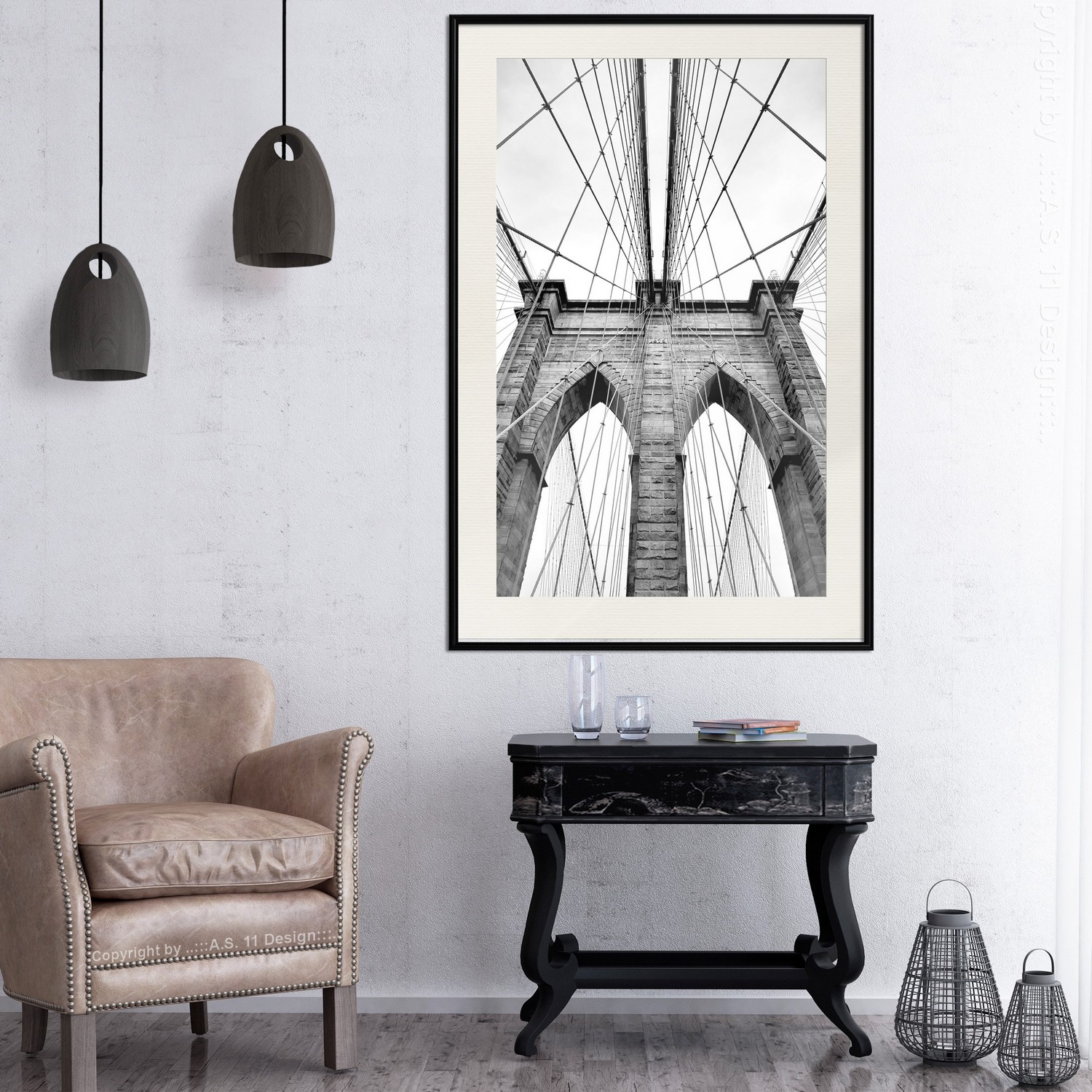 Affisch - Architectural Details [Poster] 30x45 Svart ram med passepartout, 30x45 cm