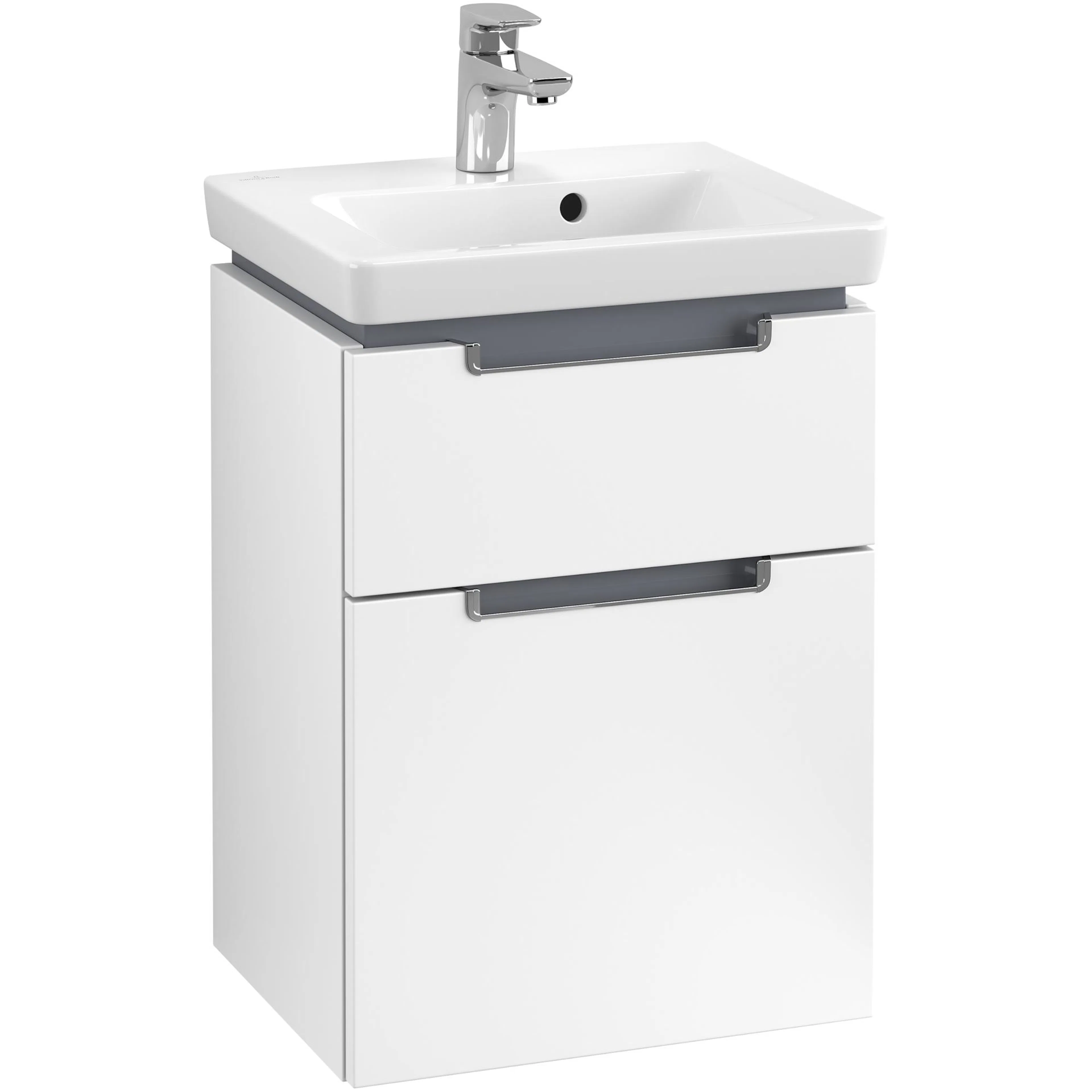 Tvättställsskåp Villeroy & Boch Subway 2.0 A90610MS Mattvit med Handtag i Blank Krom B: 440 mm
