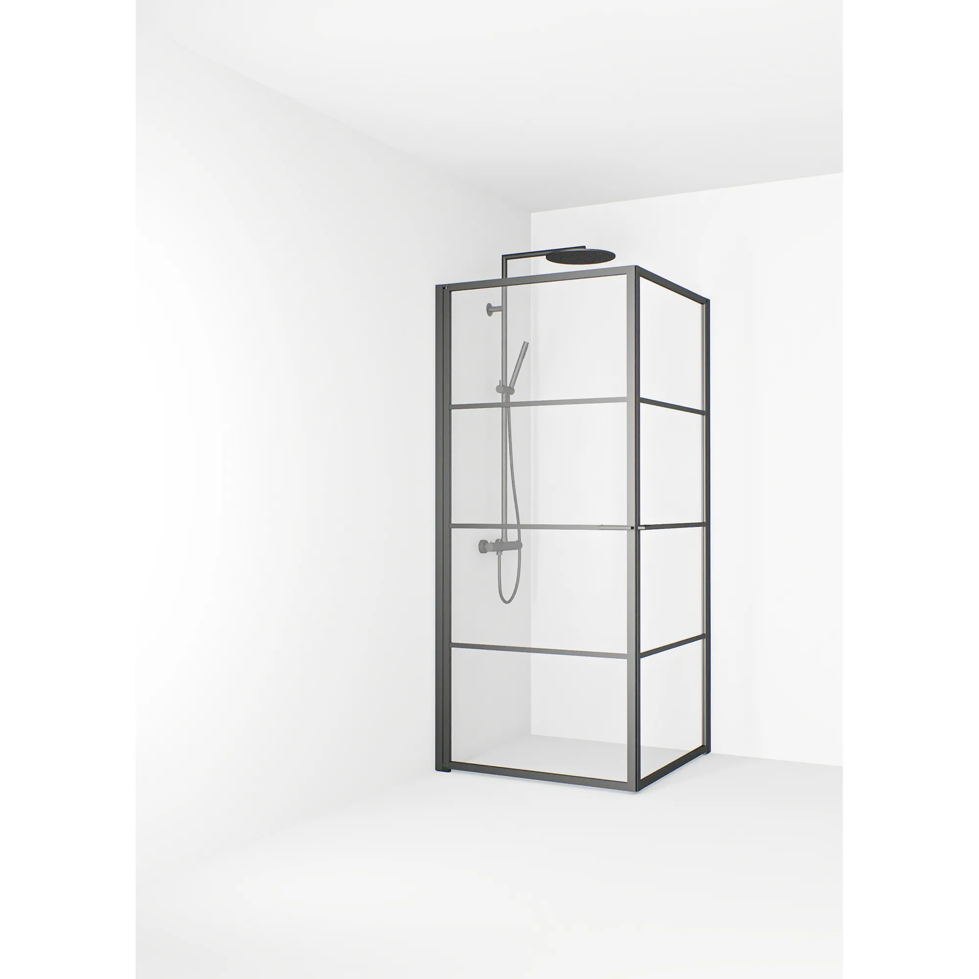 Empire Hörna 89x89 Gun metal Klarglas Avtagbara spröjs Färg: Gun Metal, Storlek: 900x900 mm