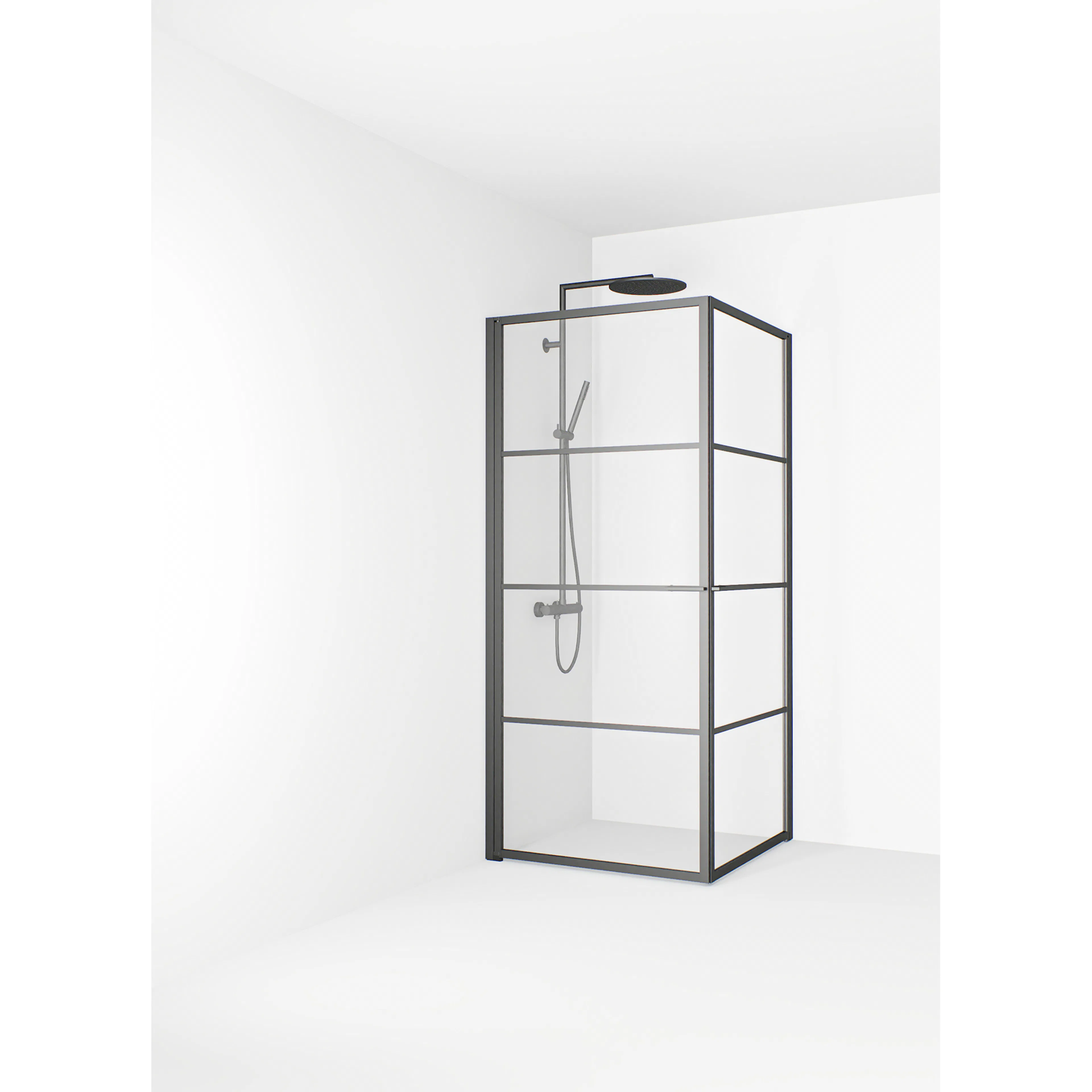 Empire Hörna 89x89 Gun metal Klarglas Avtagbara spröjs Färg: Gun Metal, Storlek: 900x900 mm