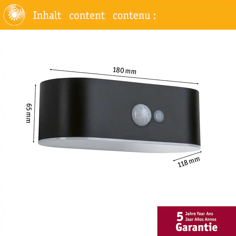 Fasadbelysning Solcell Paulmann Adya LED med Rörelsesensor IP44