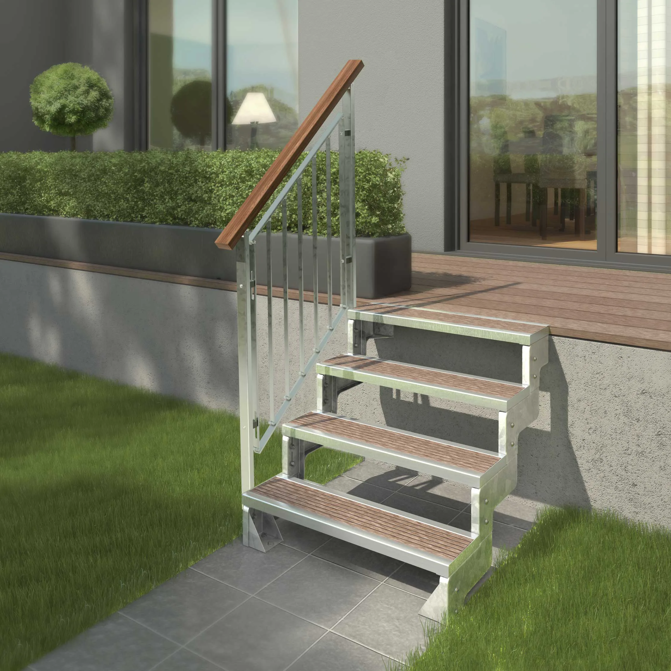 Trädgårdstrappa Dolle Gardentop för Trästeg med Räcke