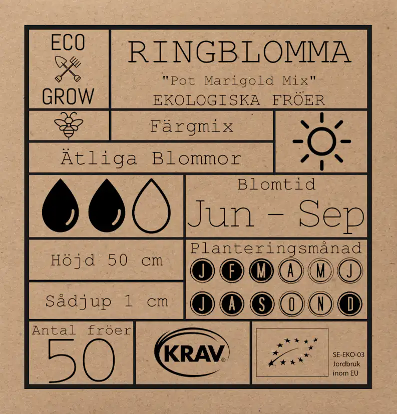 Fröpåse Eco Grow Ringblomma Calendula Officinalis