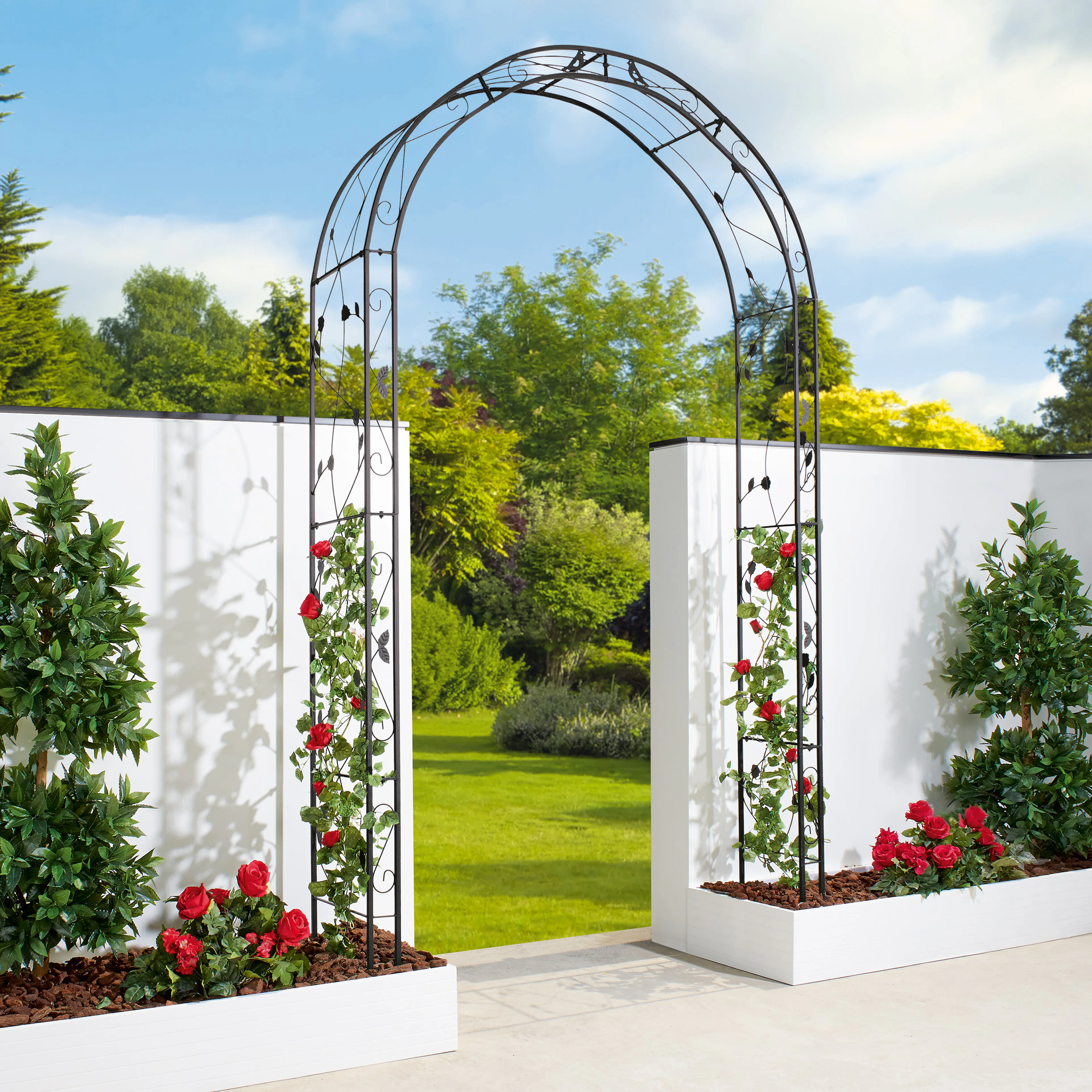 Rosenbåge Hortus Svart Metall Trädgårdsportal för Klätterväxter