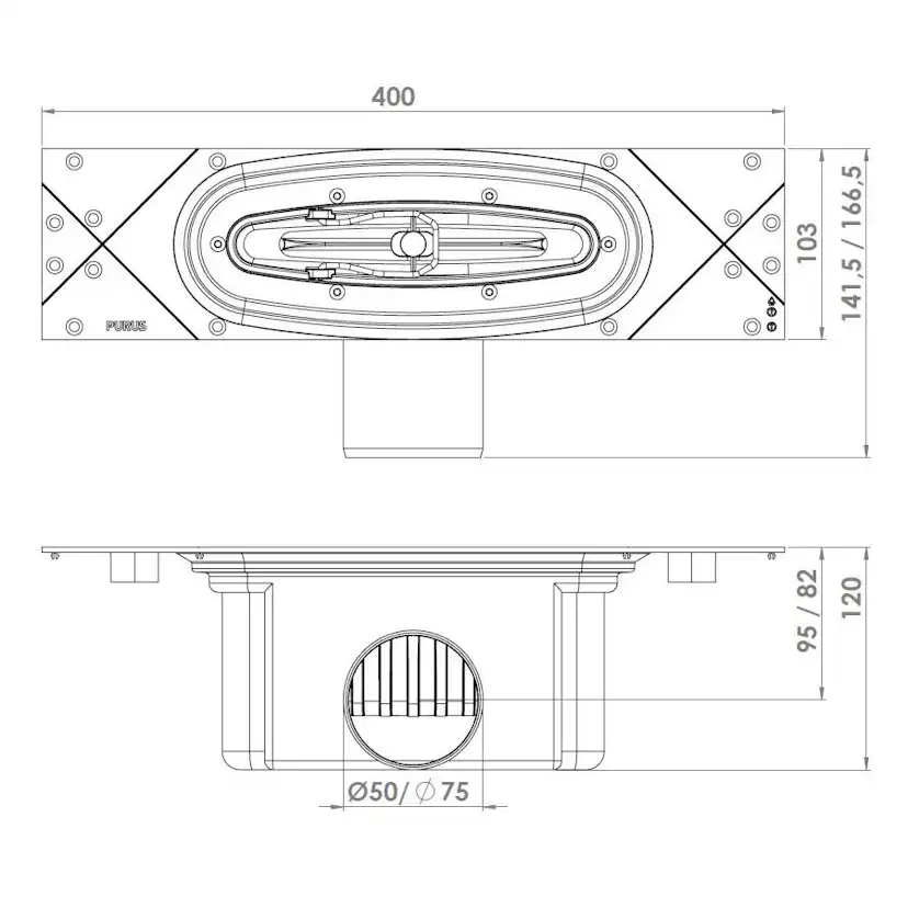 Golvbrunn Purus Line Premium Sida Ø75 mm