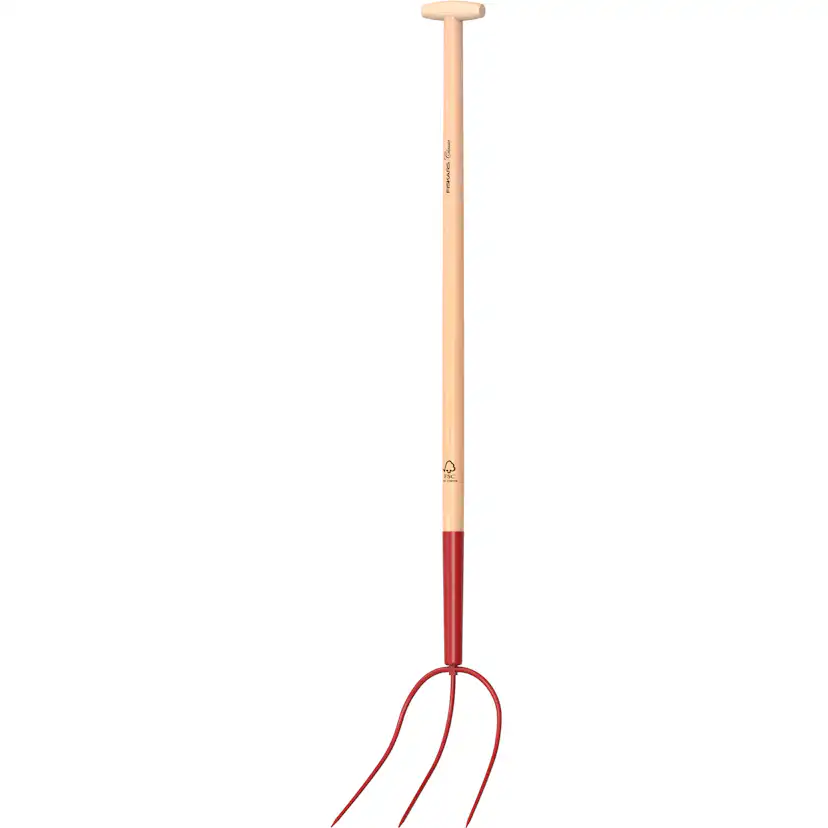 Högaffel Fiskars Classic Pro 3 Trä/Röd