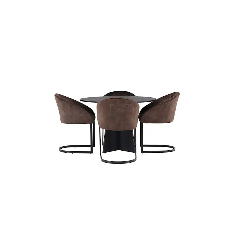 Matgrupp Venture Home Bootcut Ø110 cm med 4 st Evening stolar