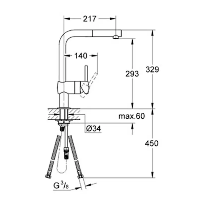 Köksblandare Grohe Minta 32168 Engreppsblandare Krom med Svängbar Pip & StarLight